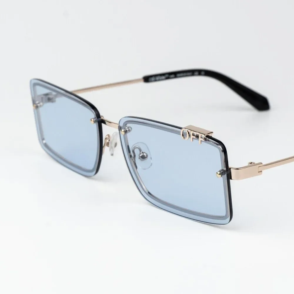 SALE!!! Off-White TAMPA Men Sunglasses Gold Blue Rectangular OERI13N TAMPA 7640